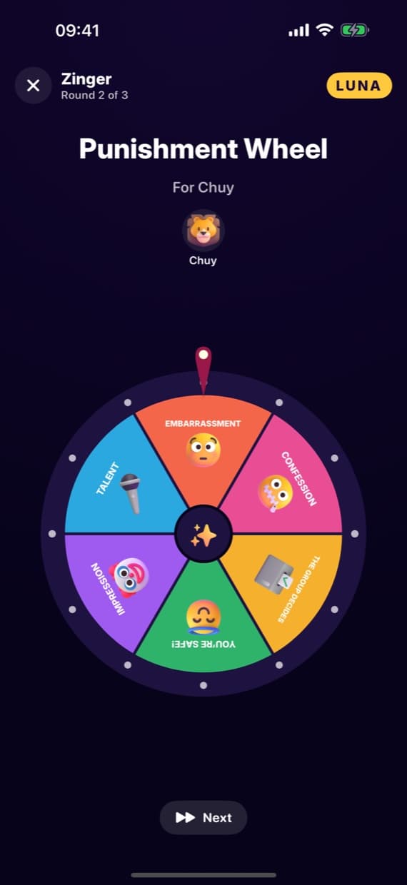 The Dare Wheel for last place