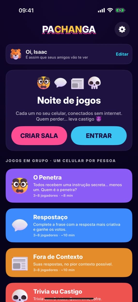 Início do Pachanga com os quatro jogos em grupo