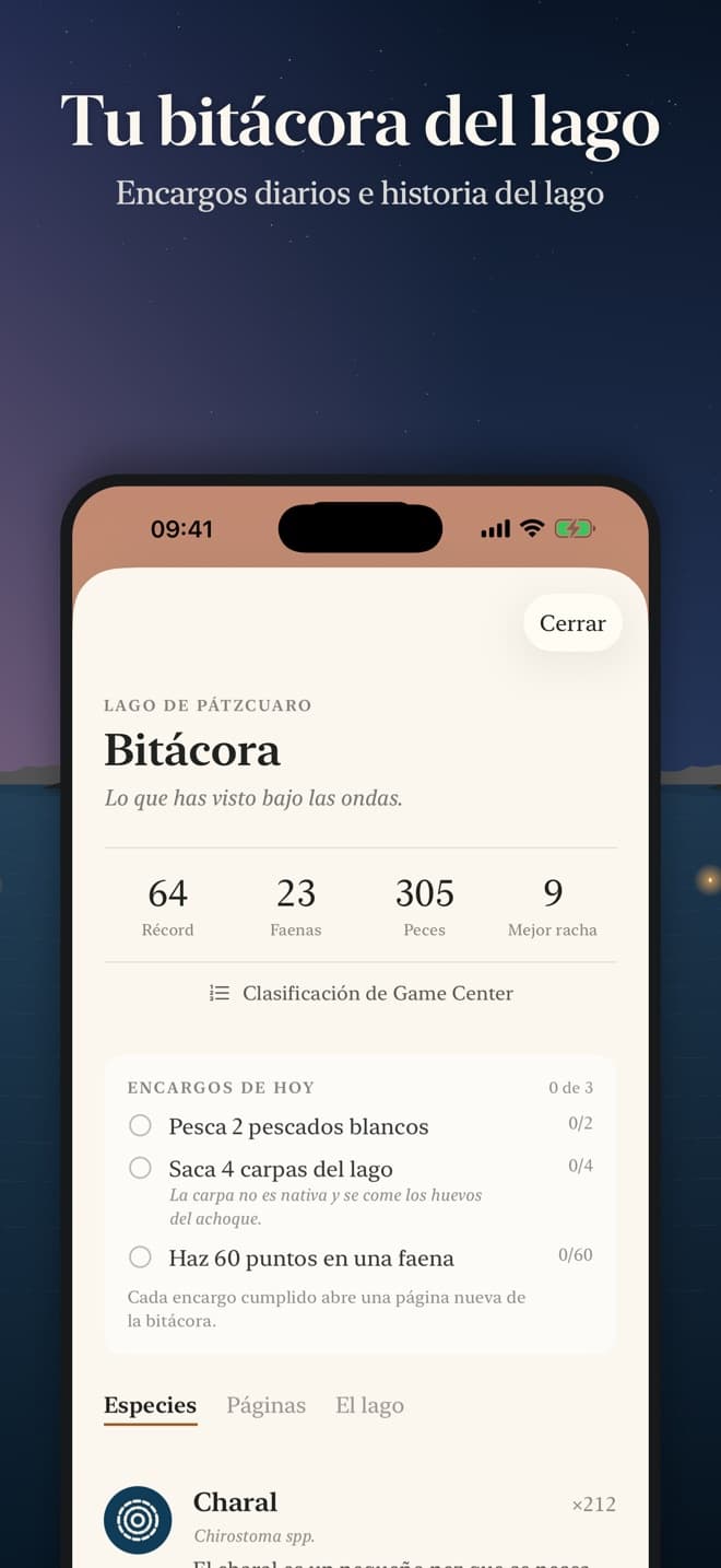 La bitácora del lago con los encargos del día